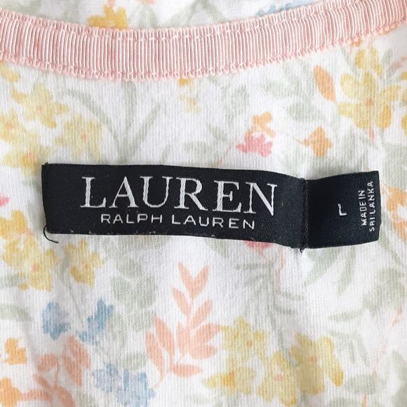 Lauren Ralph Lauren Black Label Pajama Set L Bermuda Shorts Notch Collar Floral - Picture 7 of 16
